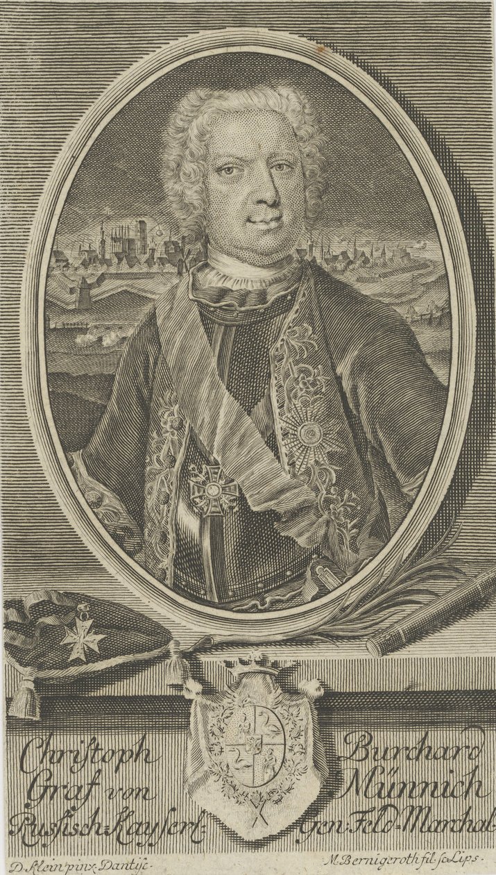 Portrait of Count Burkhard Christoph von Münnich by Martin Bernigeroth