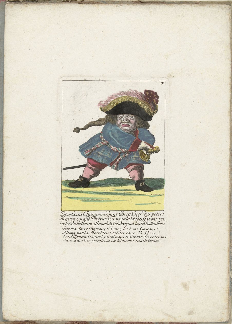 The French Dwarf Don Luis Champ-merdant, ca. 1710 by Martin Engelbrecht (attributed to)