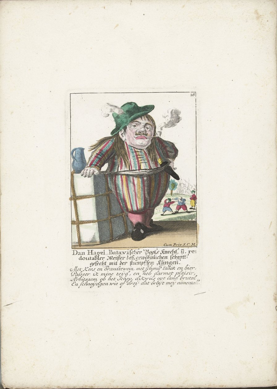 The Dwarf Dan Hagel as a Dutch Boatswain, ca. 1710 by Martin Engelbrecht (attributed to)