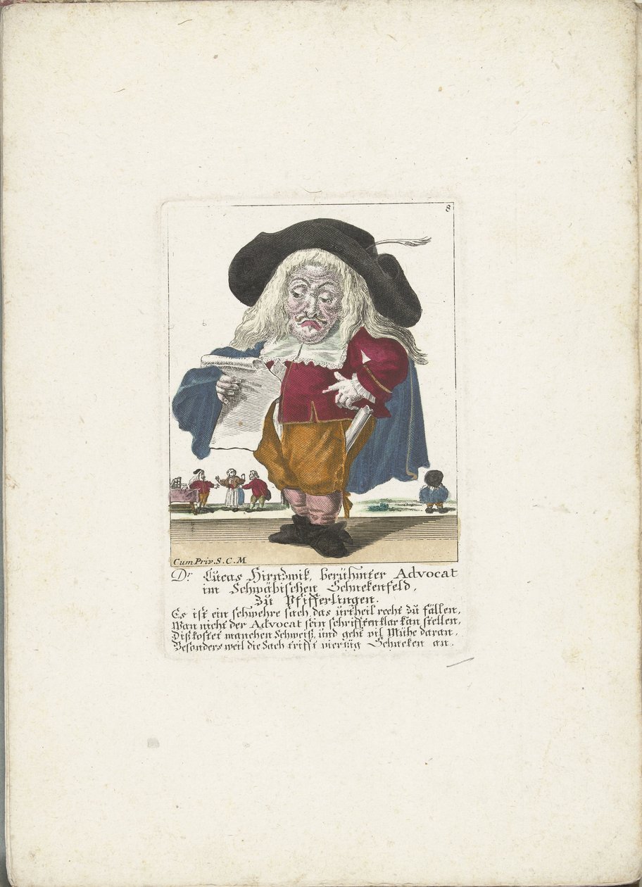 The Dwarf Lucas Hirnzwik as a Lawyer, ca. 1710 by Martin Engelbrecht (attributed to)