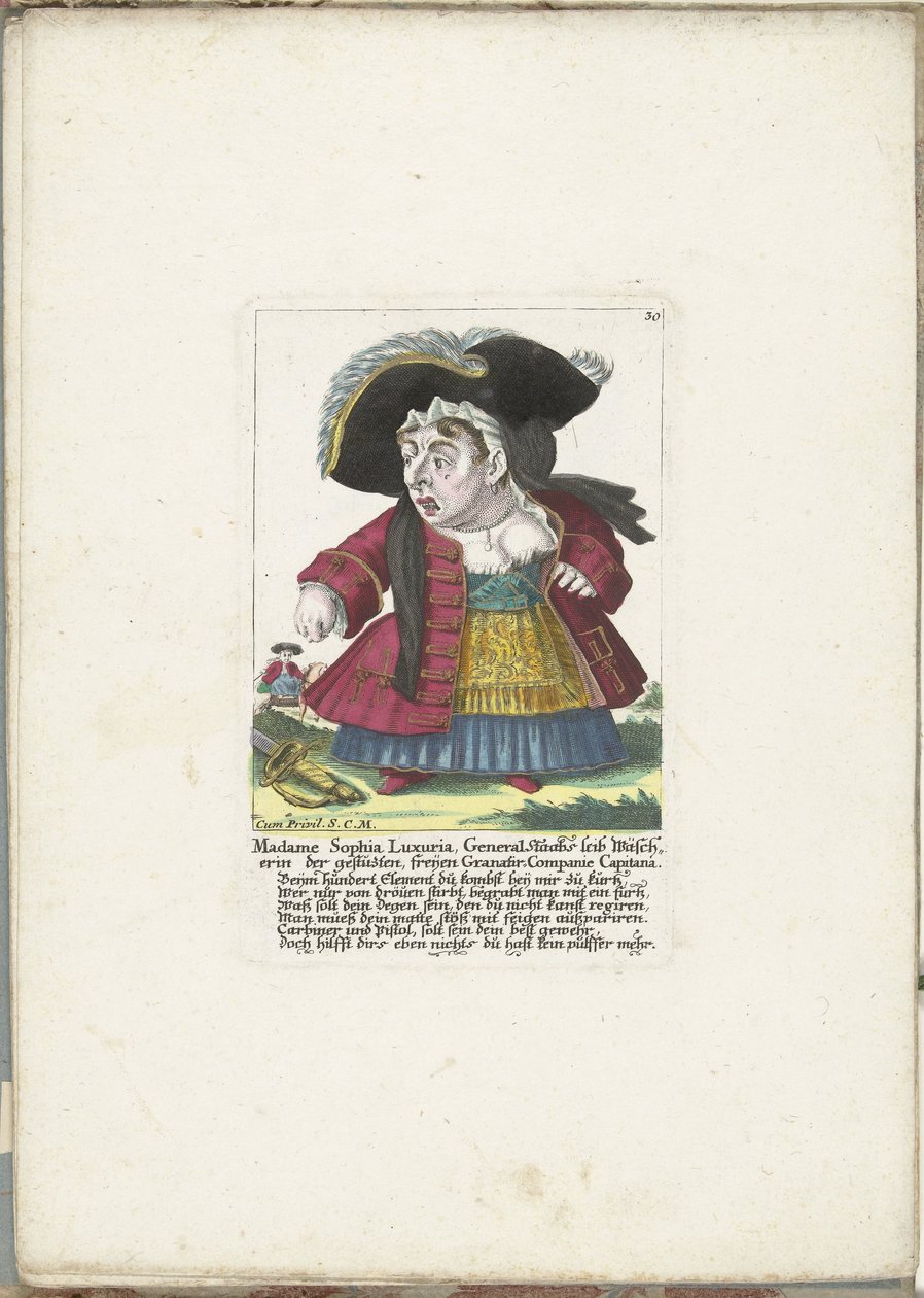 The Dwarf Madame Sophia Luxuria, ca. 1710 by Martin Engelbrecht (attributed to)