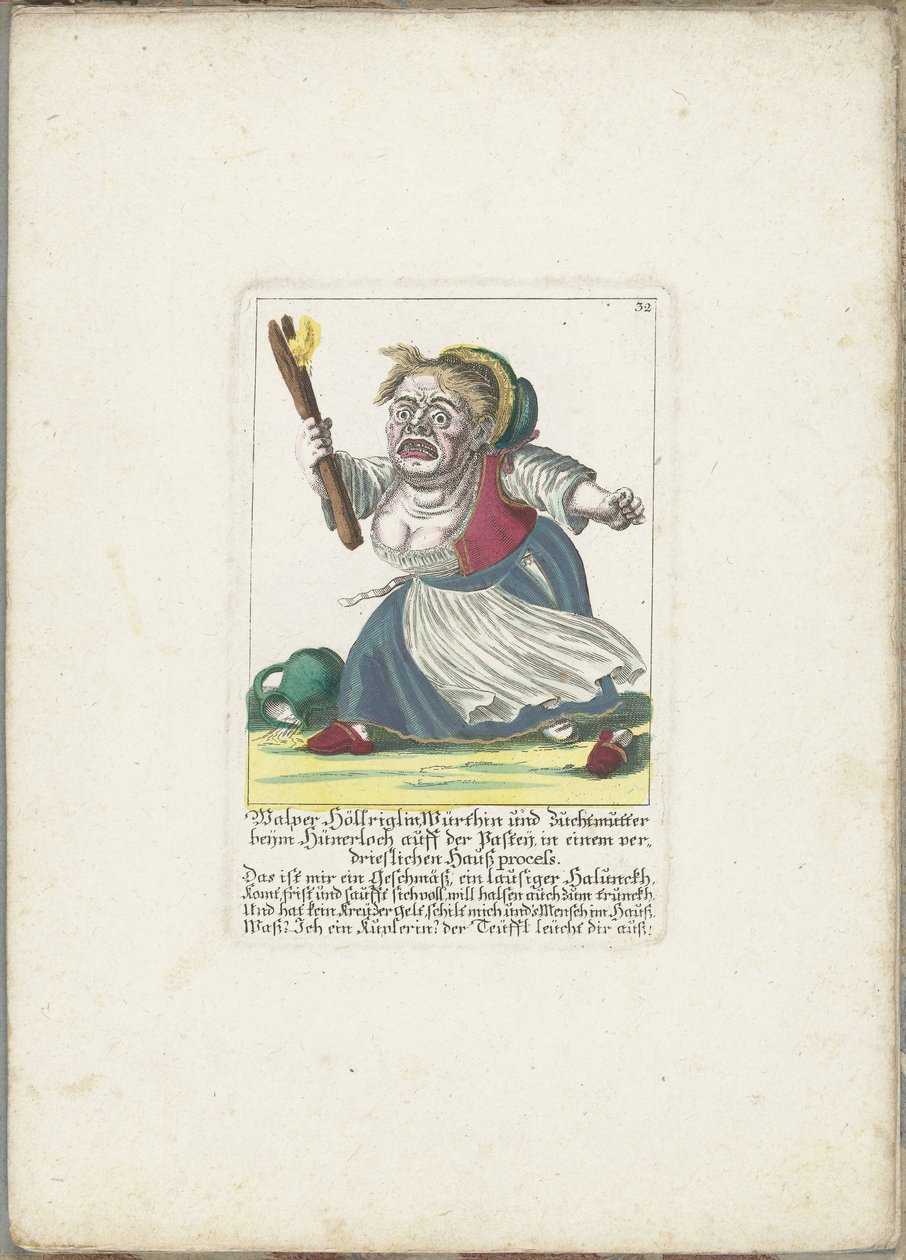The Dwarf Malper Höllriglin as Landlady, ca. 1710 by Martin Engelbrecht (attributed to)