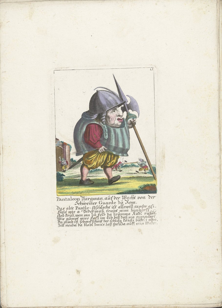 The Dwarf Pantaleon Bürgman of the Swiss Guard in Rome, ca. 1710 (Il Callotto resurcitato oder Neu eingerichtes Zwerchen Cabinet) by Martin Engelbrecht (attributed to)