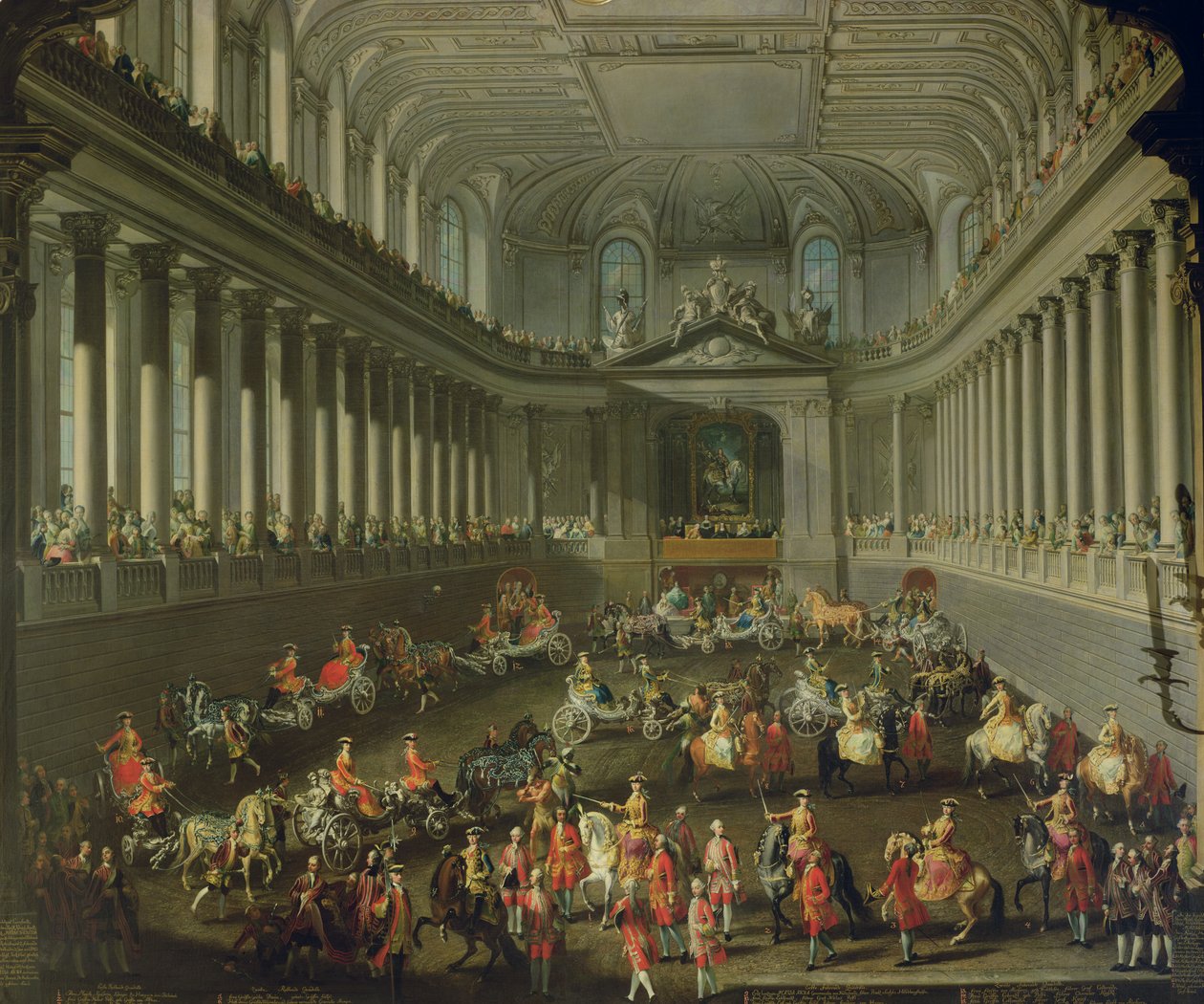 A Cavalcade in the Winter Riding School of the Vienna Hof to celebrate the defeat of the French army at Prague, 1743 by Martin II Mytens or Meytens
