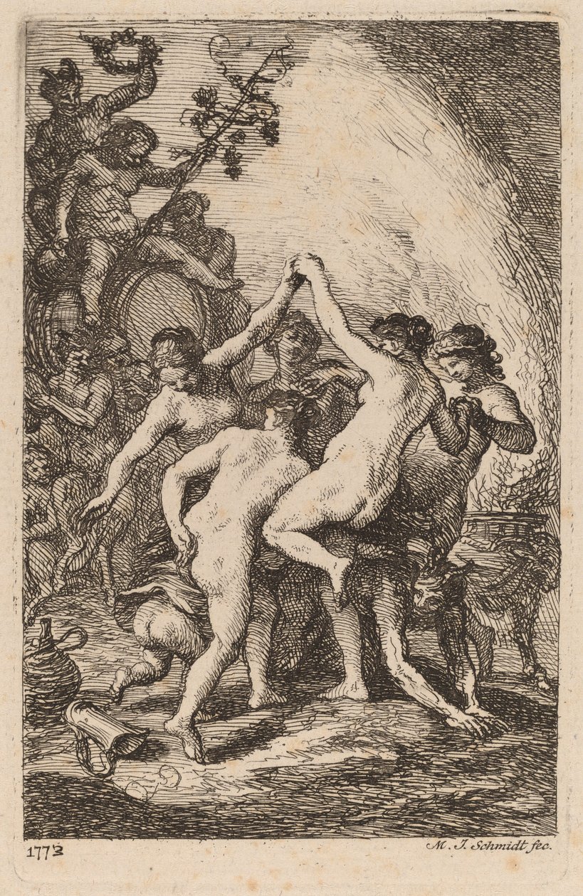 The Triumph of Bacchus with Dancing Nymphs by Martin Johann Schmidt