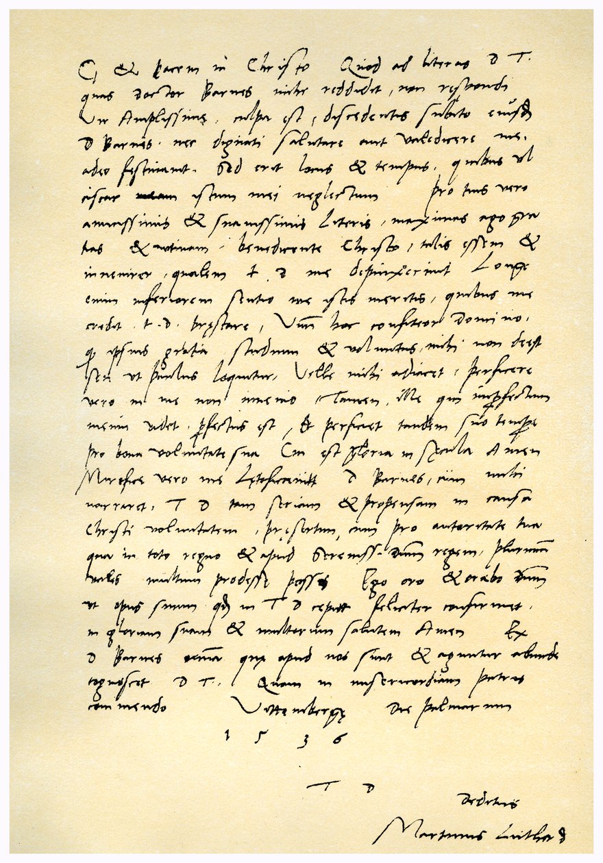 Letter from Martin Luther to Thomas Cromwell, 9th April 1536 by Martin Luther