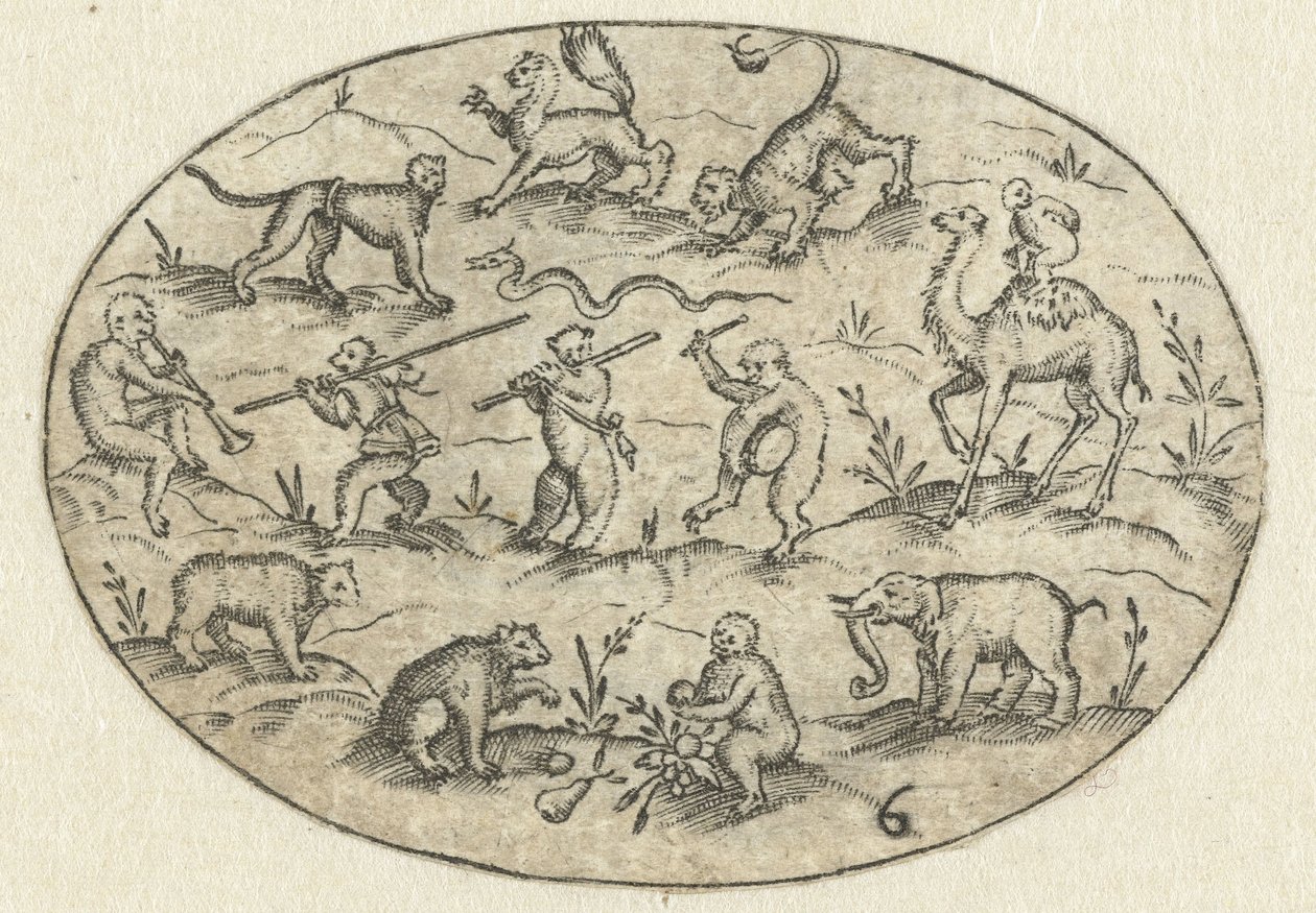 Oval with Fourteen Animals by Martin Pleginck