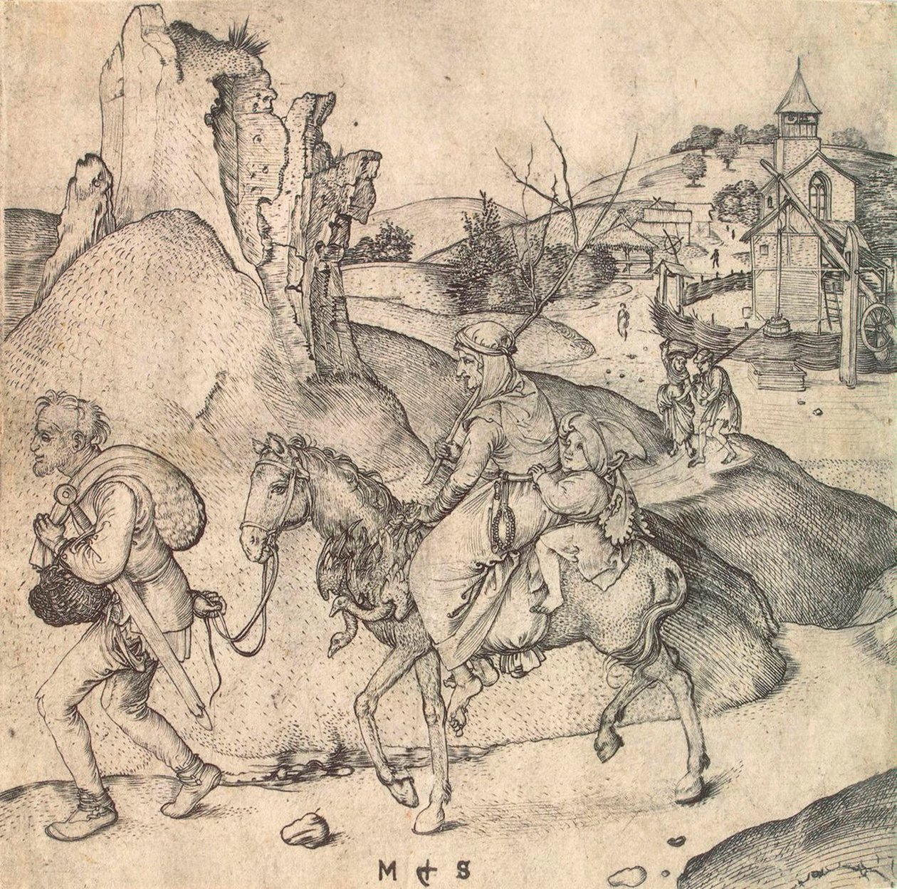 Peasant Family Going to the Market, between 1473 and 1475 by Martin Schongauer