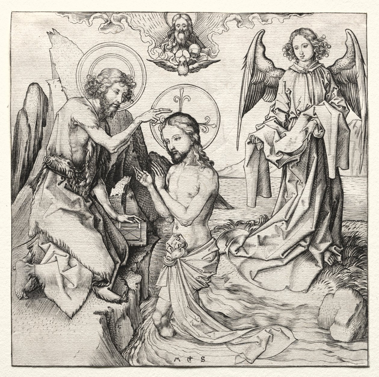 The Baptism of Christ in the Jordan by Martin Schongauer