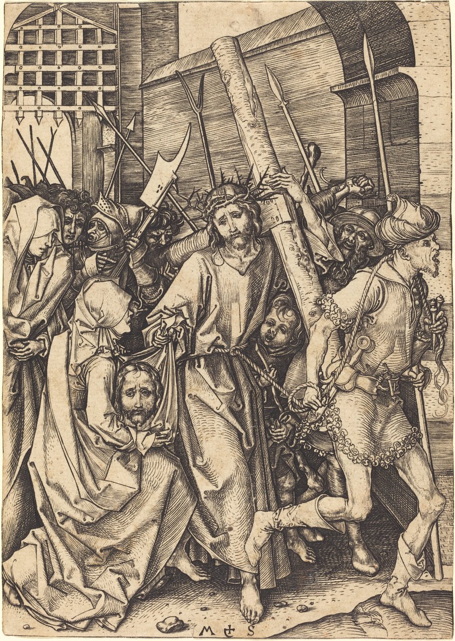 The Bearing of the Cross with Saint Veronica by Martin Schongauer