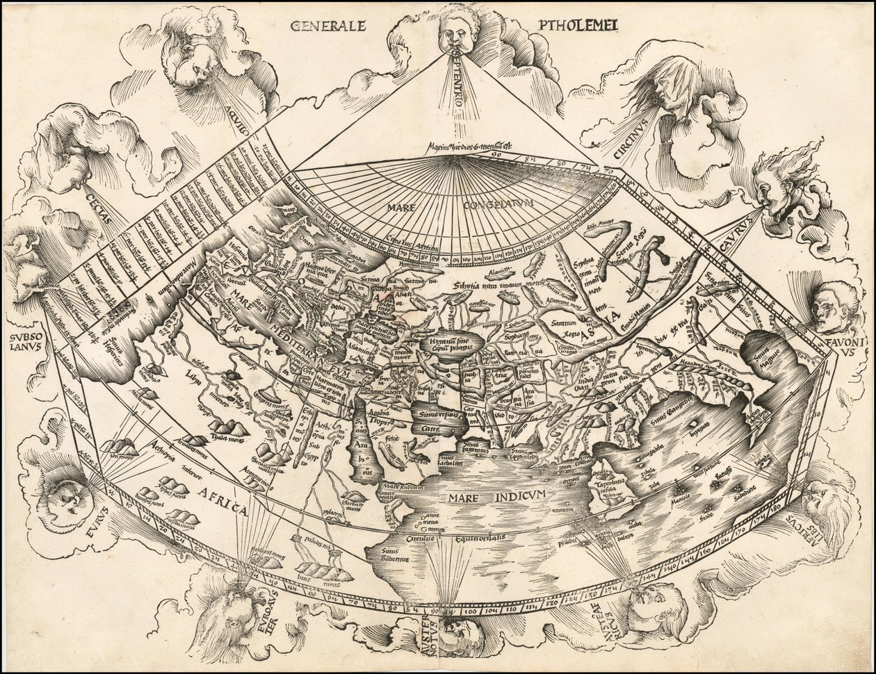 1513 Ptolemaic World Map by Martin Waldseemüller by Martin Waldseemuller