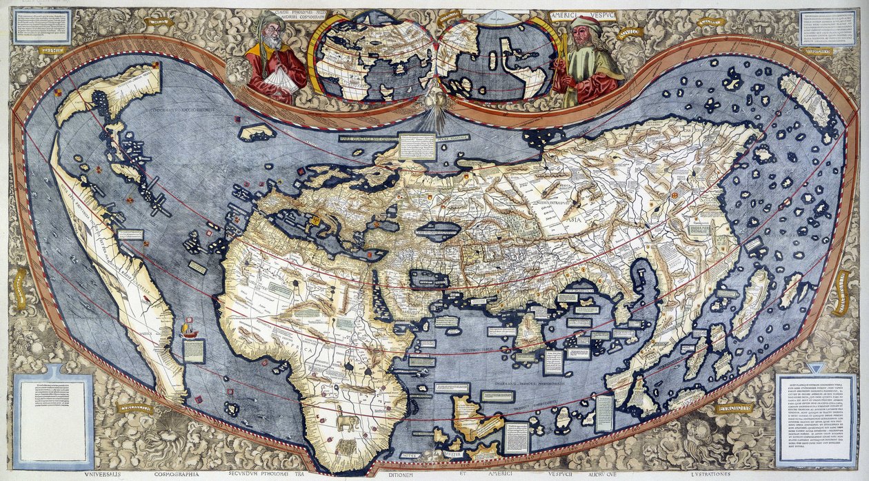 Map of the World by Martin Waldseemuller: Fine art print