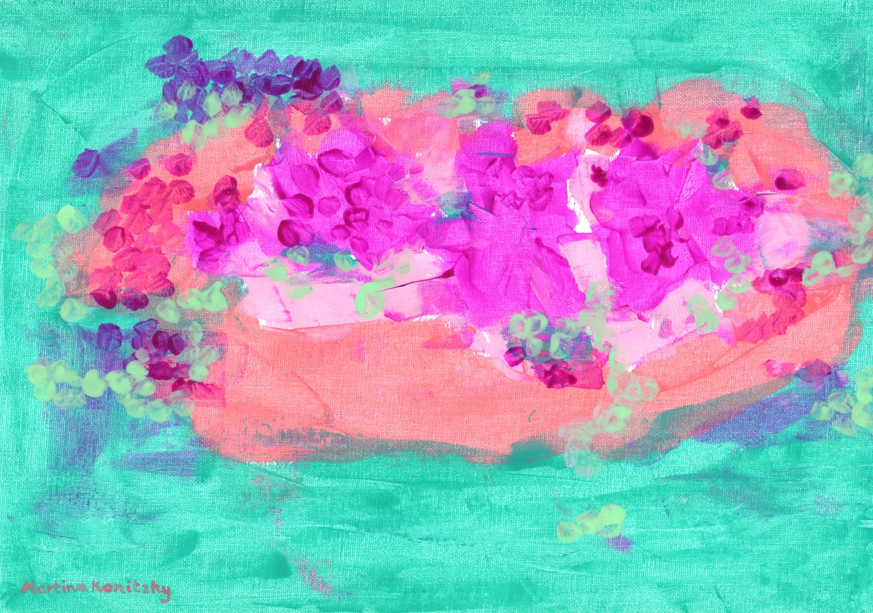 Flower Basket with Roses by Martina Konitzky