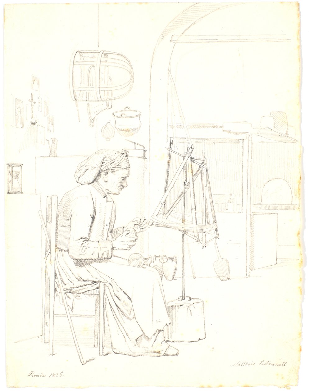 Old Woman Winding Yarn by Martinus Rørbye