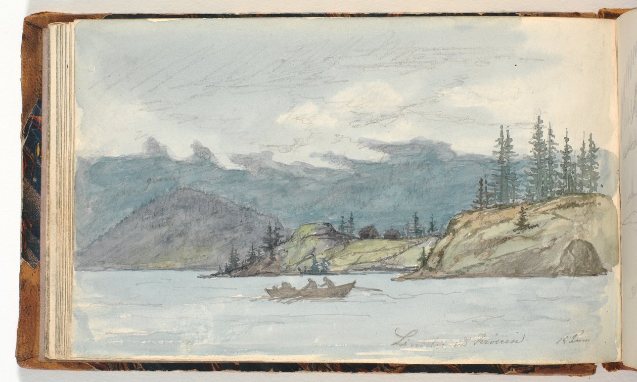 Lake Landscape with a Rowing Boat. The Fjord Krøderen, Norway by Martinus Rørbye