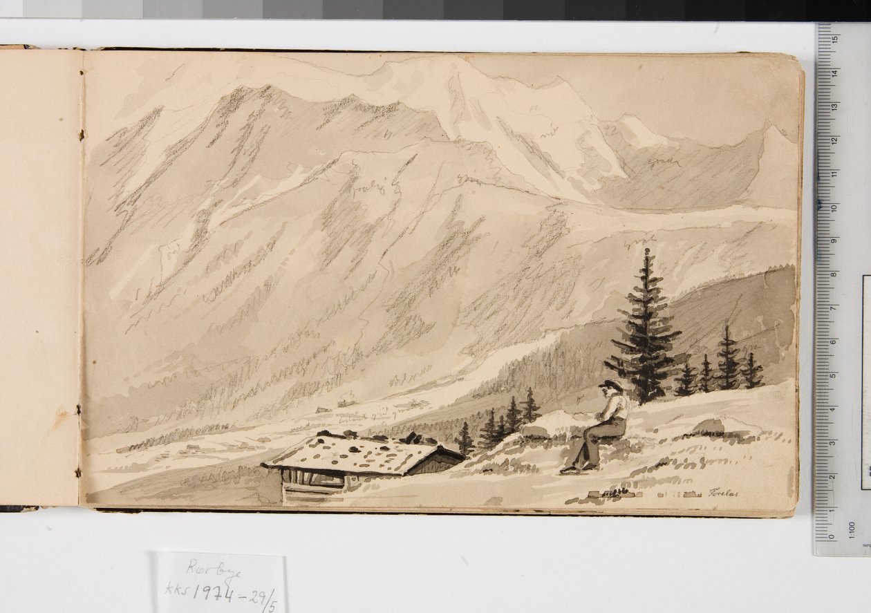 Landscape at Chamonix, France. In the Foreground a Lake by Martinus Rørbye