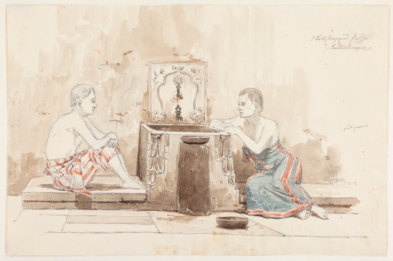 Two Men at a Well by Martinus Rørbye