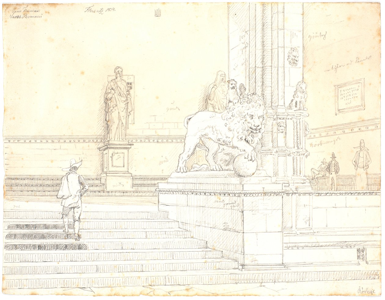 The Stairs to Loggia dei Lanzi, Florence by Martinus Rørbye