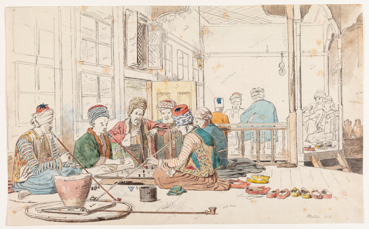 Turks Playing Board Games in a Café in Chalkis by Martinus Rørbye
