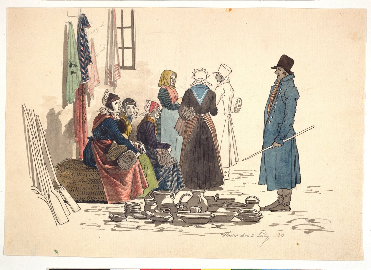 Scene from the Market Square in Thisted by Martinus Rørbye
