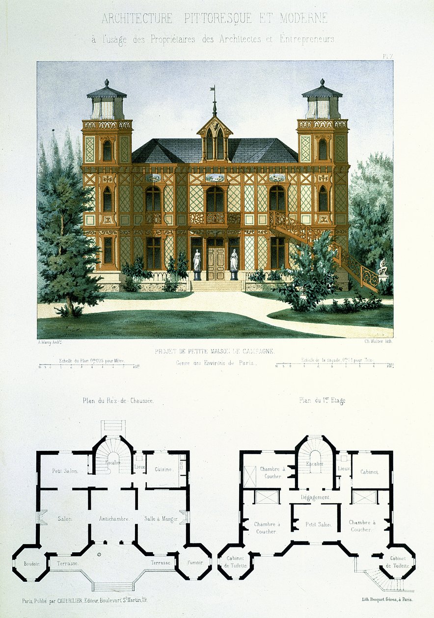 Project for a small country house near Paris, engraved by Walter, plate 7 from 