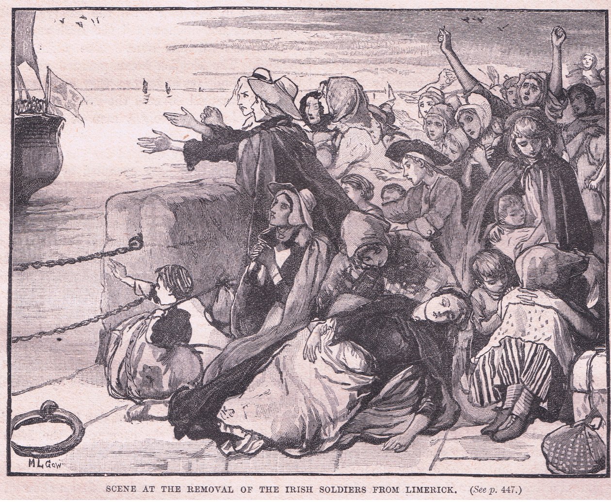 Scene of the removal of the Irish soldiers from Limerick by Mary L. Gow