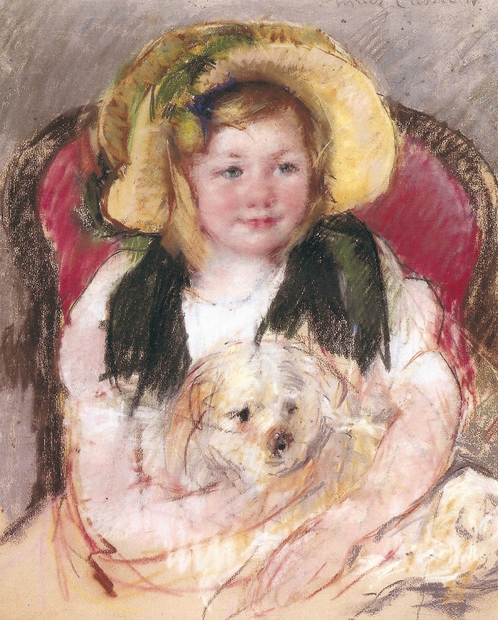Sara with Her Dog in an Armchair by Mary Cassatt