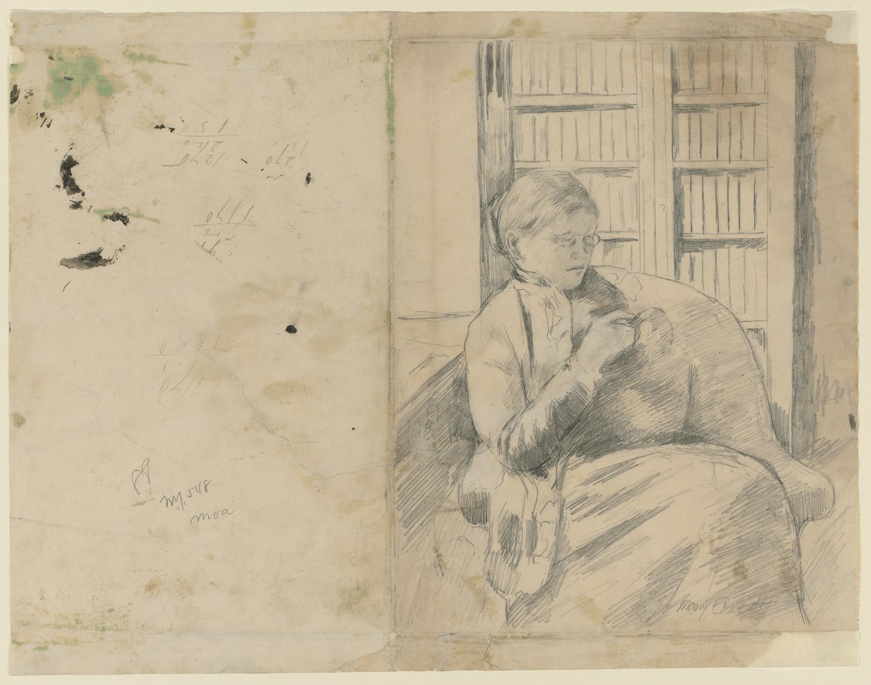 Knitting in the Library, c. 1881 by Mary Cassatt