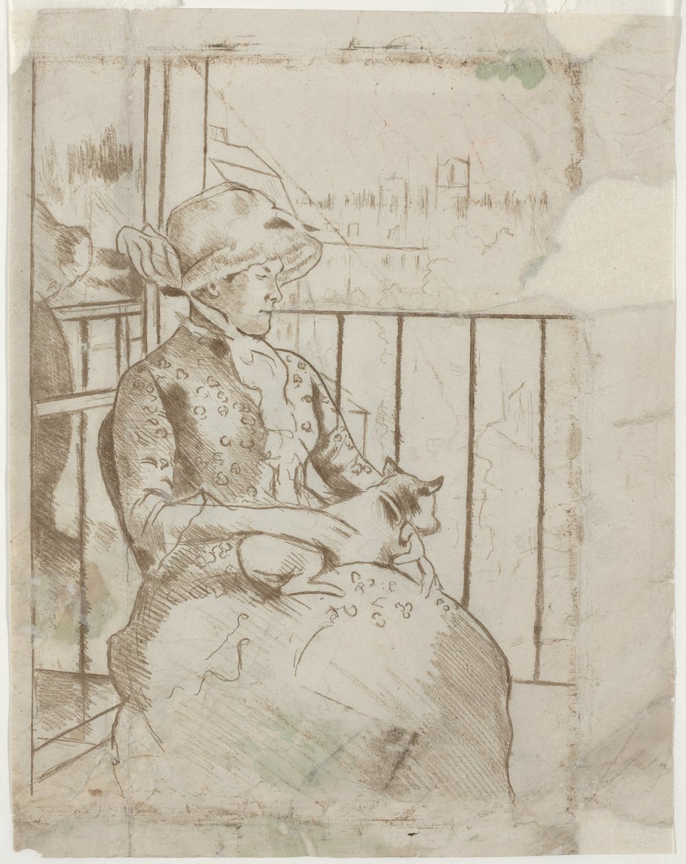 Susan on a Balcony Holding a Dog by Mary Cassatt
