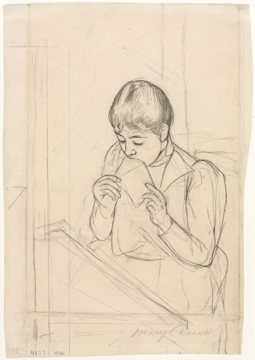 The Letter (recto), The Letter (verso) by Mary Cassatt