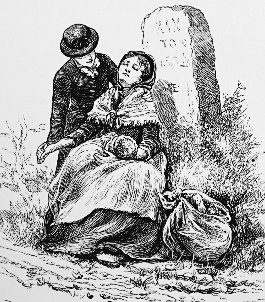 An Unmarried Mother and Baby Found Exhausted by the Roadside by Mary Ellen Edwards
