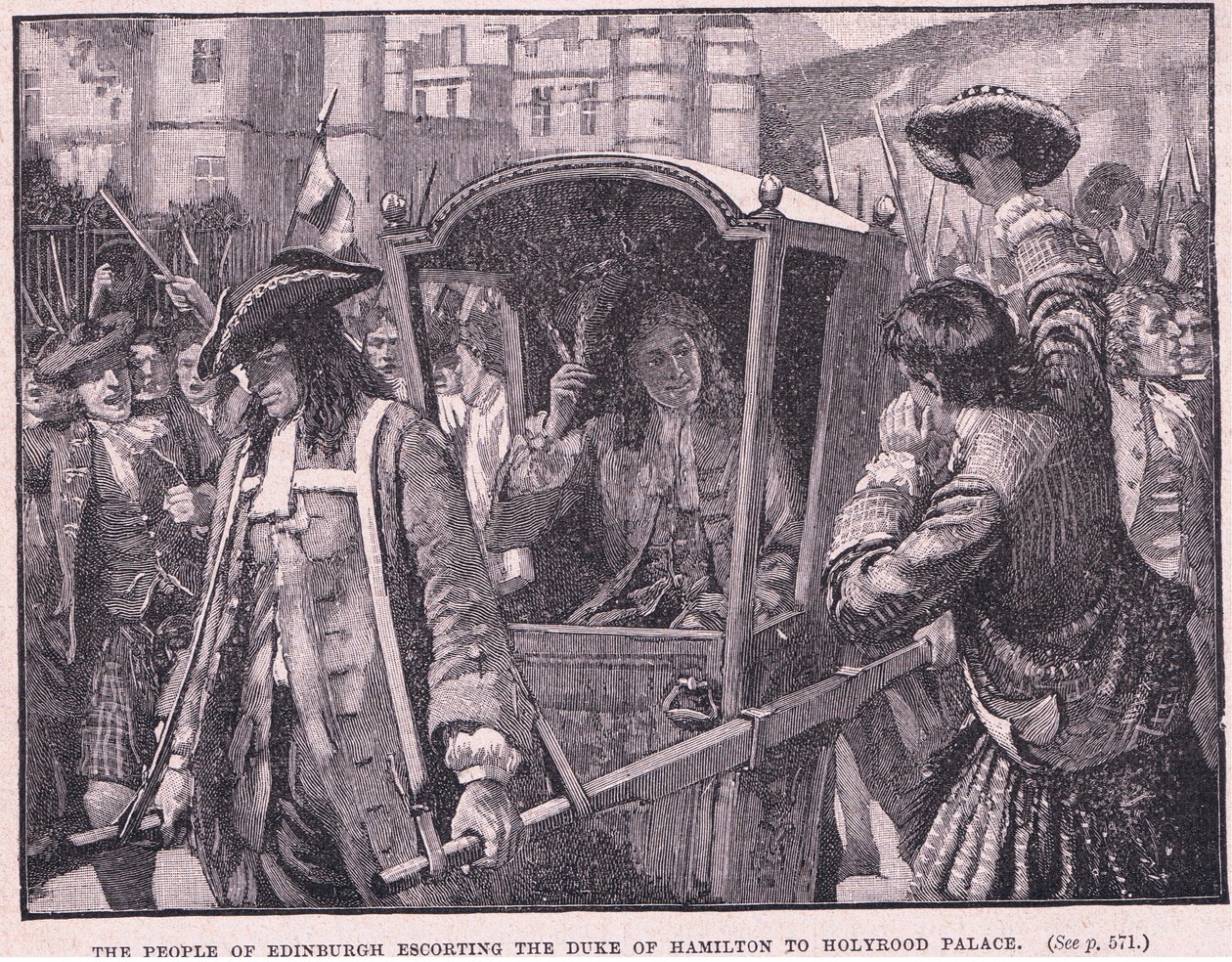 The people of Edinburgh escorting the Duke of Hamilton to Holyrood Palace AD 1706 by Mary L. Gow