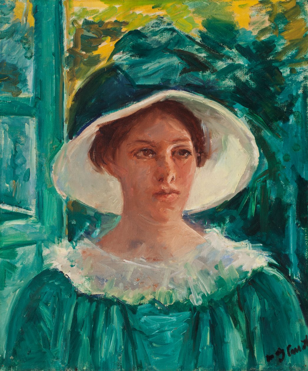Young Woman in Green, Outdoors in the Sun by Mary Stevenson Cassatt