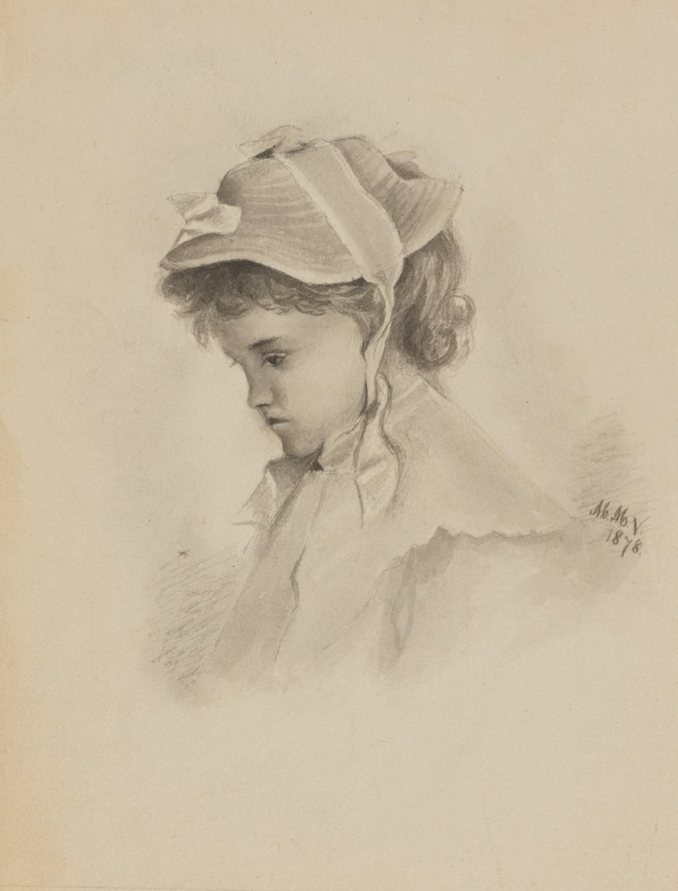 Untitled Head of a Child Looking Down by Mary Vaux Walcott
