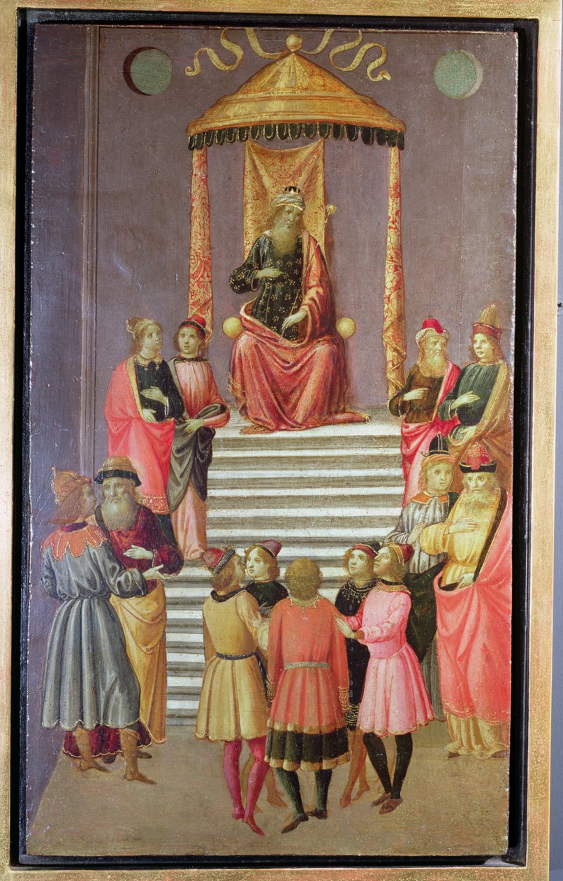 Nebuchadnezzar questions Daniel and his Companions by Master of Marradi
