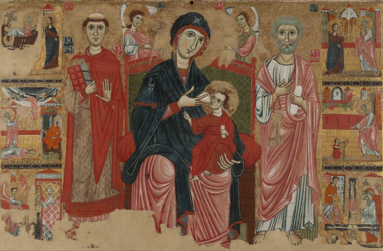 Virgin and Child Enthroned with Saints Leonard and Peter and Scenes from the Life of Saint Peter by Master of the Magdalen