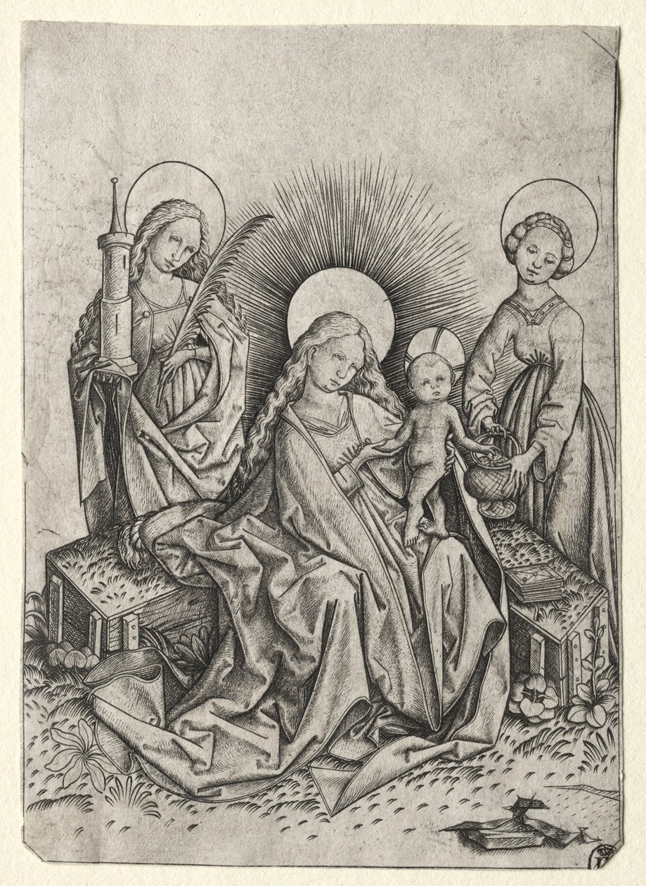 Madonna and Child in a Garden between St. Barbara and St. Dorothy by Master ES