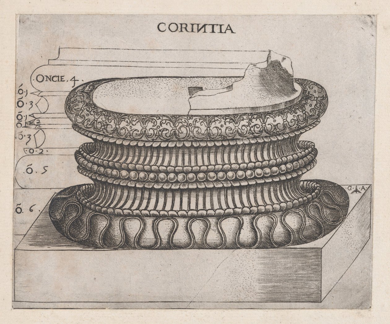 Speculum Romanae Magnificentiae: Corinthian Base, ca. 1537 by Master GA