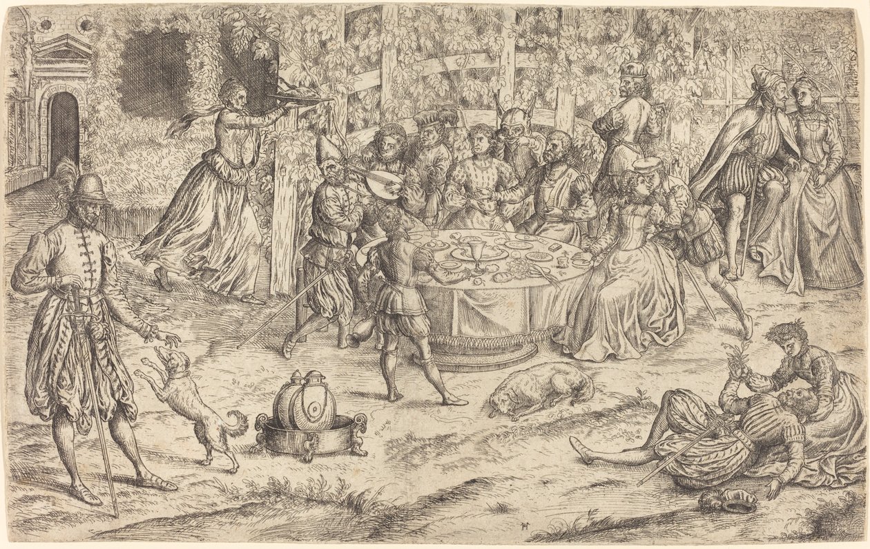 Banquet in the Park of a French Castle by Master HS