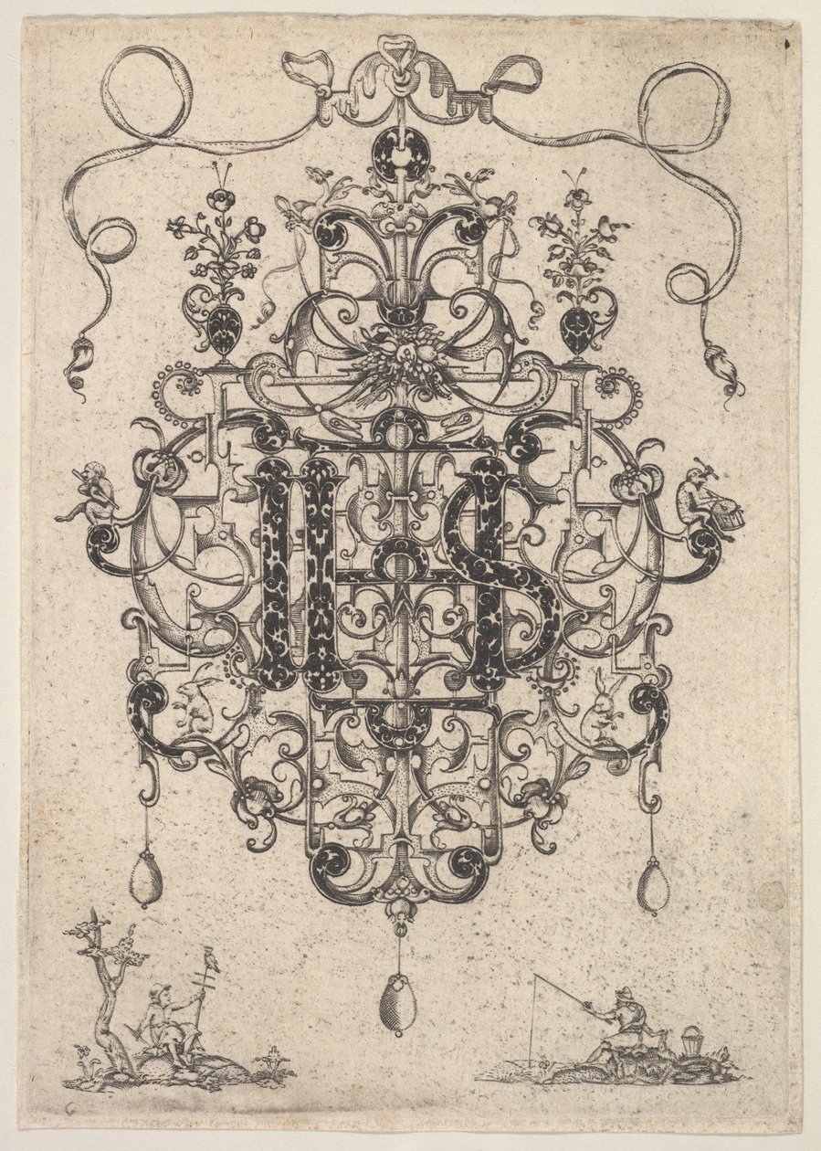 Design for a Pendant with IHS Monogram, 1609 by Master PRK