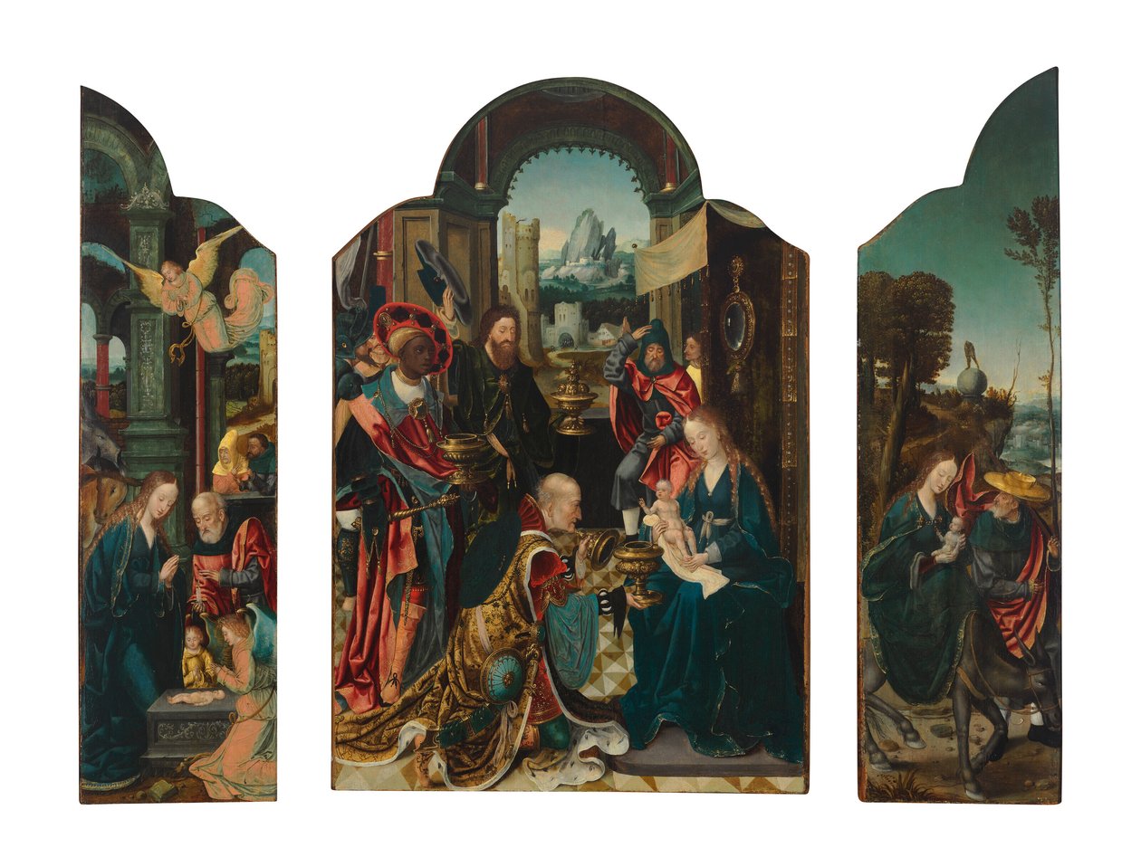 A Triptych: The Adoration of the Magi; The Nativity; The Flight into Egypt by Master of 1518