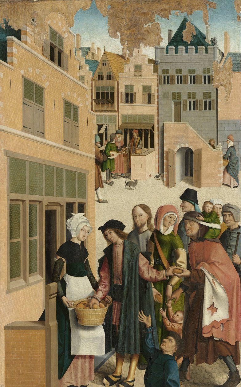 The Seven Works of Mercy (Panel of a polyptych with the seven works of charity: feeding the hungry) by Master of Alkmaar