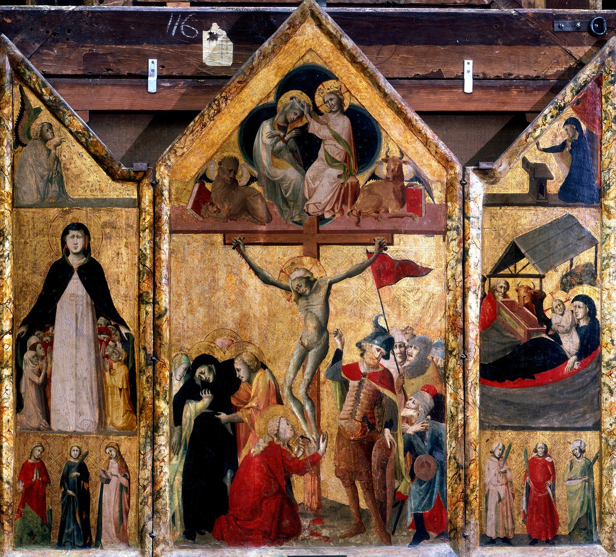 Triptych with the Crucifixion as the Central Panel, c. 1333 by Master of Bologna