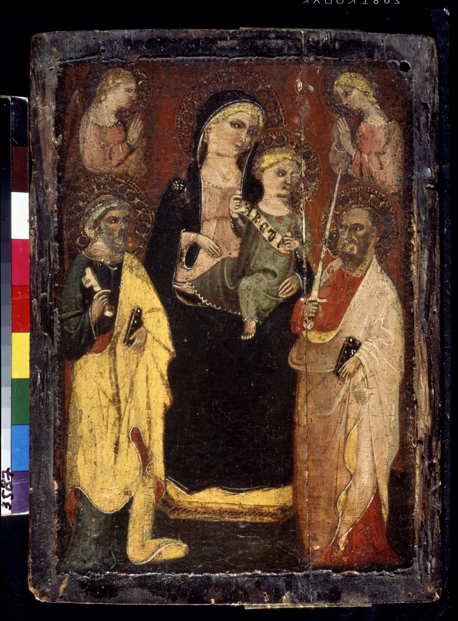 Madonna and Child Enthroned with Saints Peter and Paul by Master of San Jacopo a Mucciana