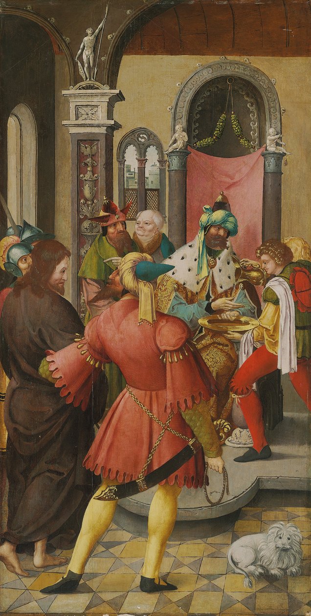 The wing of an altarpiece: Christ before Pilate by Master of the Antwerp Adoration