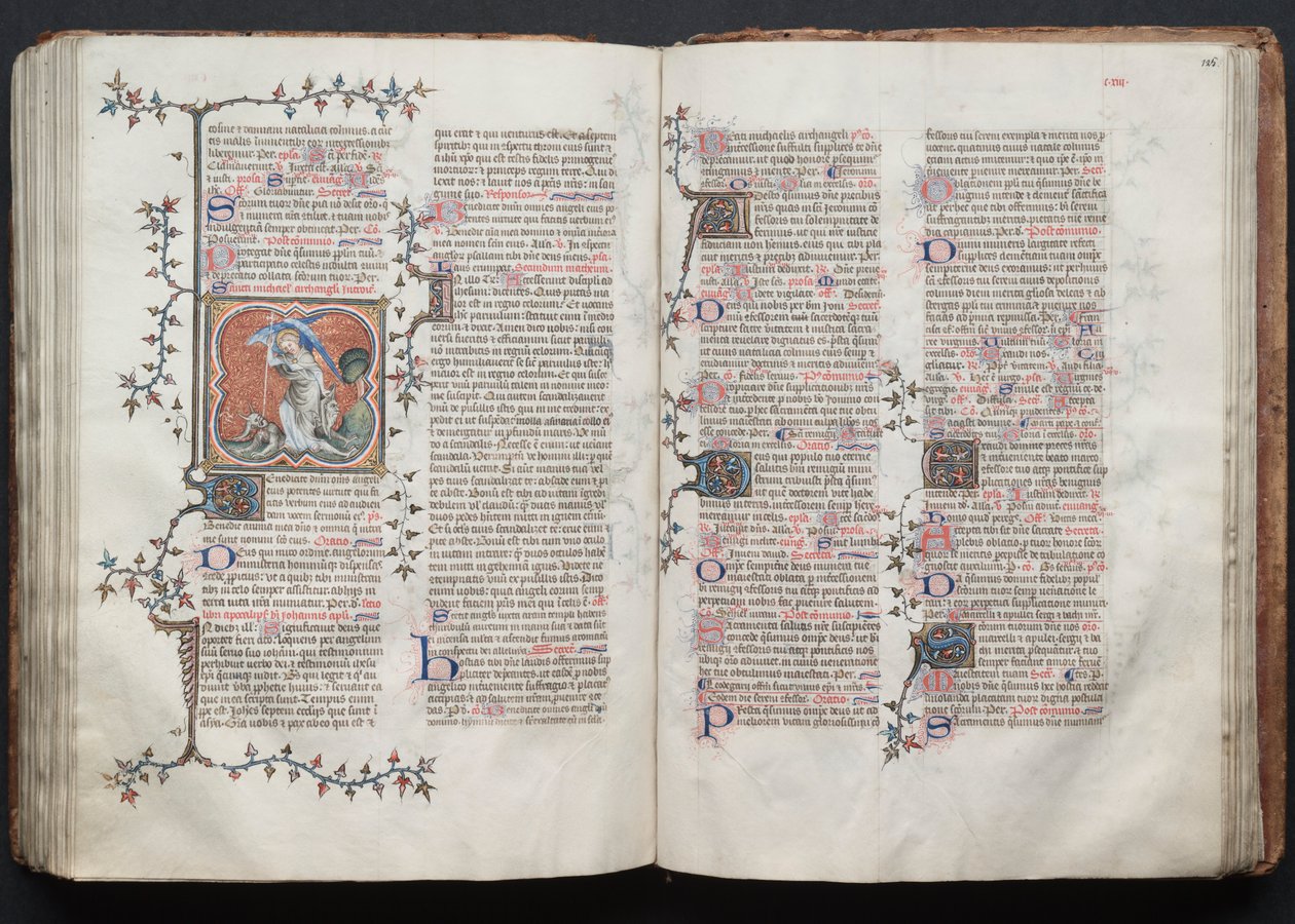 The Gotha Missal: Fol. 124v, The Archangel Michael, c. 1375 by Master of the Boqueteaux
