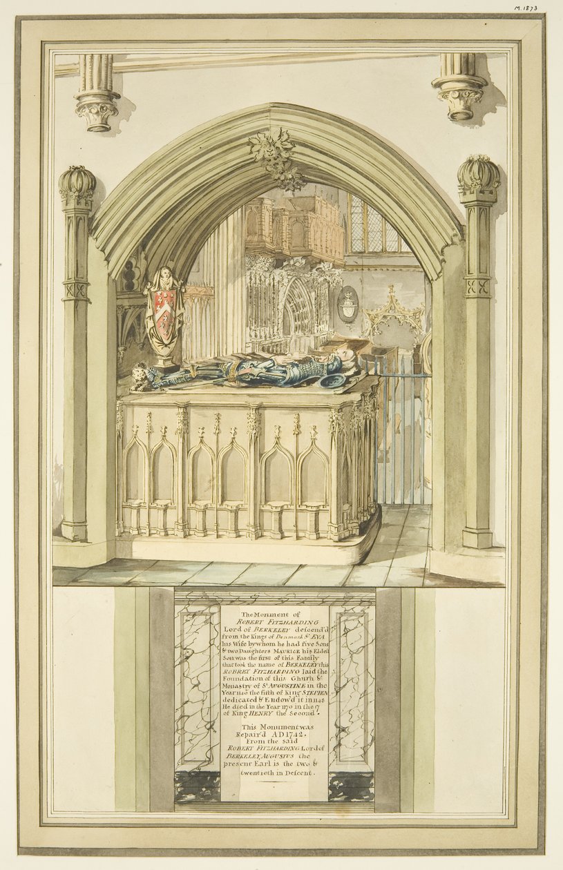 Tomb of Robert Fitzharding, Died 1170, in Bristol Cathedral, c.1799 by Master of the Bristol Church Monuments