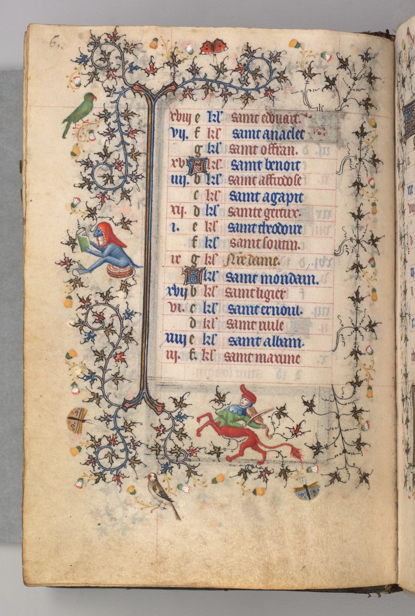 Hours of Charles the Noble, King of Navarre (1361-1425): fol. 3v, March by Master of the Brussels Initials and Associates