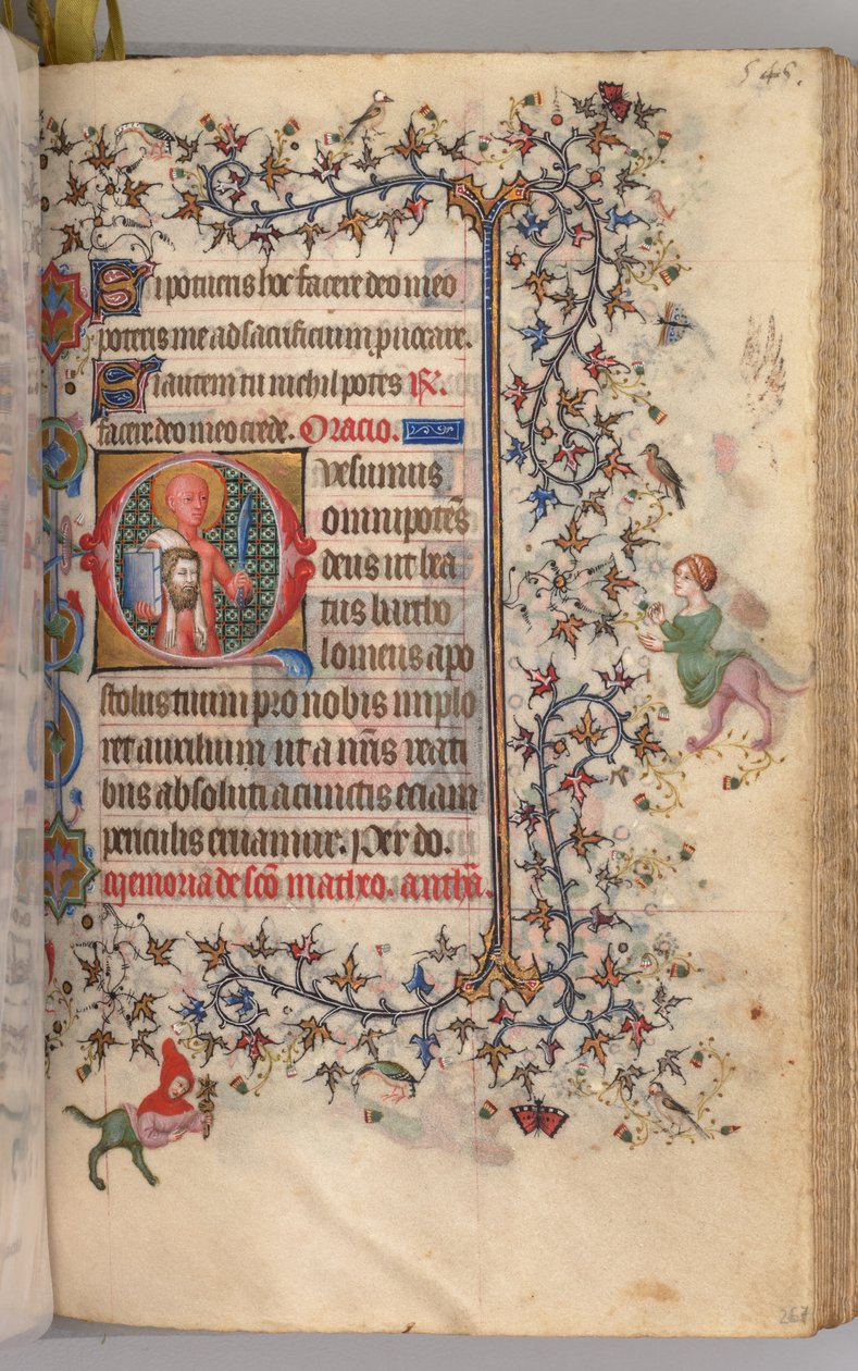 Hours of Charles the Noble, King of Navarre: fol. 267r, St. Bartholomew by Master of the Brussels Initials and Associates
