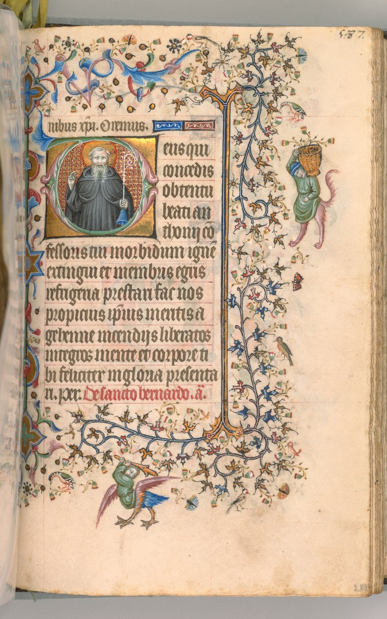 Hours of Charles the Noble, King of Navarre, fol. 288r, St. Anthony by Master of the Brussels Initials and Associates